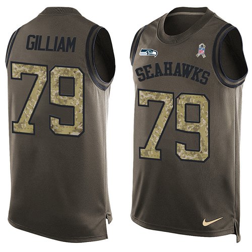 Men's Limited Garry Gilliam Nike Jersey Green - #79 Salute to Service Tank Top NFL Seattle Seahawks